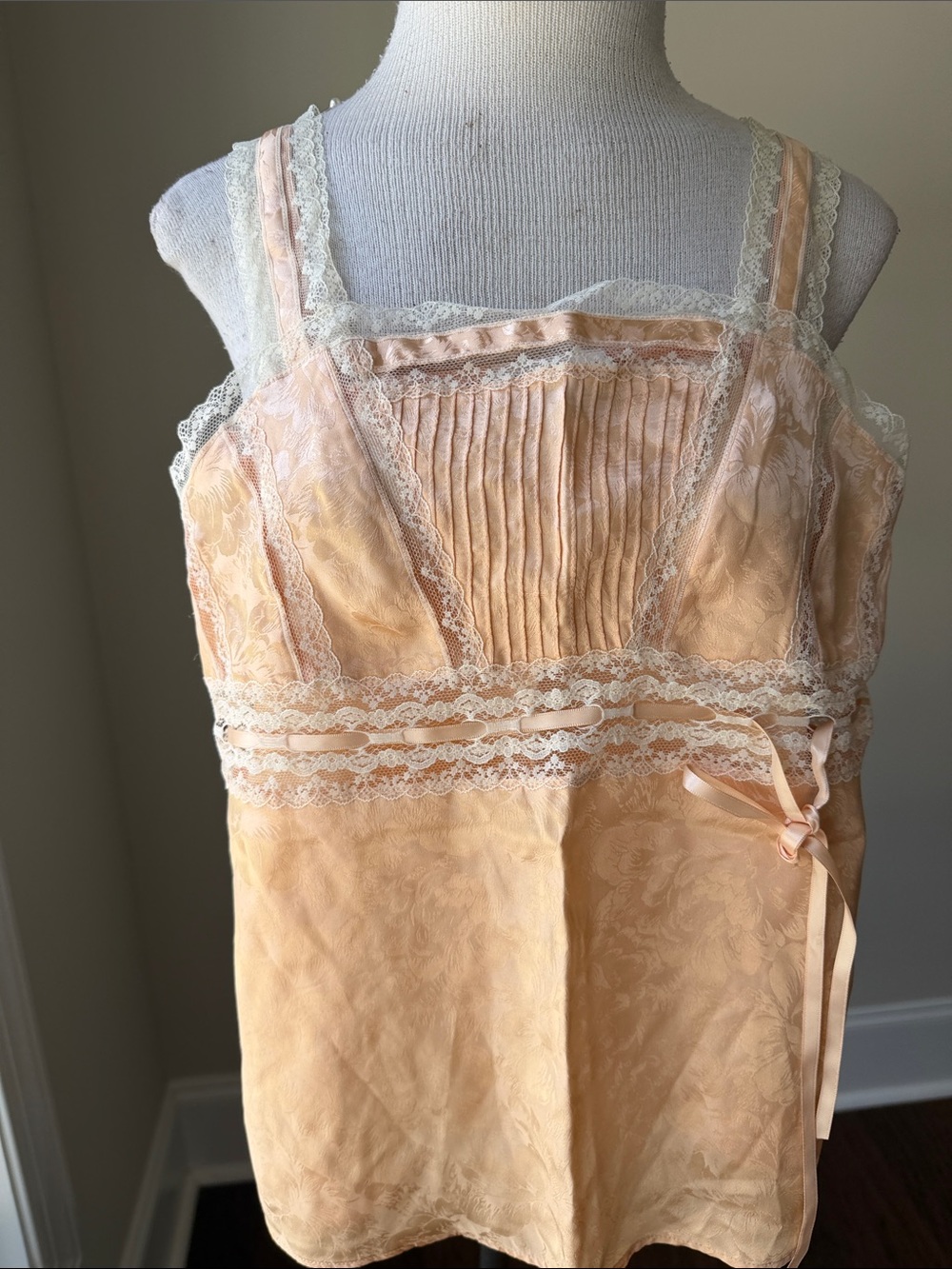Paul & Joe Peach Lace-Trim Empire Waist Chemise